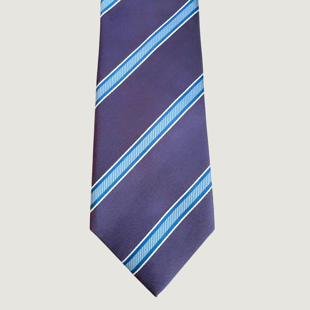 Corporate Image Tom James Mens Silk Tie Purple Blue Diagonal Stripe 3.5x60